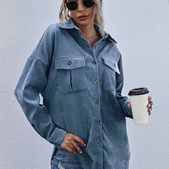 Boyfriend fit oversized shacket jacket corduroy - Picture 3 of 14